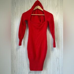 Moda International Angora Rabbit Hair, Relationship Red Sweater Dress Size XS
